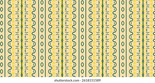 Bold Seamless Vintage Pattern with Yellow and Teal Motifs