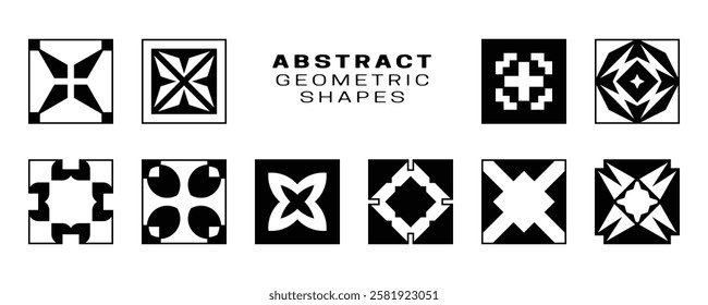 A bold selection of geometric abstract patterns with a structured and modern aesthetic. Suitable for posters, backgrounds, digital designs, and branding elements.