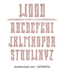 Bold serif font in the western style with wood texture