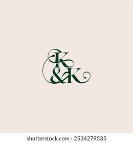 bold serif inicial caligrafía concepto de boda monograma letra elegante y concepto de lujo KK