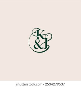 bold serif initial calligraphy wedding concept monogram letter elegant and luxury concept KJ