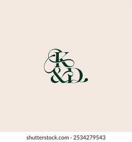 bold serif initial calligraphy wedding concept monogram letter elegant and luxury concept KD