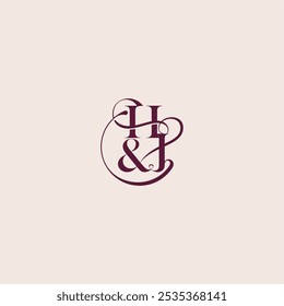 bold serif initial calligraphy wedding concept monogram letter elegant and luxury concept HJ