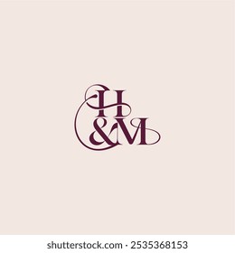 bold serif inicial caligrafía concepto de boda monograma letra elegante y concepto de lujo HM