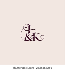 bold serif initial calligraphy wedding concept monogram letter elegant and luxury concept IK