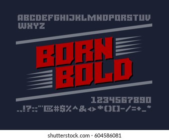 Bold serif typeface. Uppercase letters, numbers and symbols. Eps8. RGB Global colors