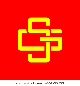 Bold SG Monogram Symbol in Yellow on Red Background – Modern Abstract Logo Design