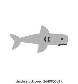 A bold shark with sharp fins and strong body lines, representing strength, ocean wildlife in a flat design style. Suitable for adventure graphics, marine warnings, or educational posters.
