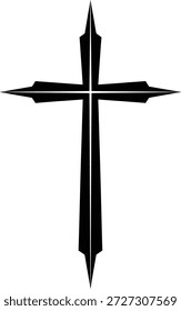 Fett scharfkantiges christliches Kreuz Religiöses Symbol einzeln auf weißem Hintergrund