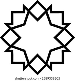 A bold and sharp-edged geometric Islamic pattern forming a symmetric star.