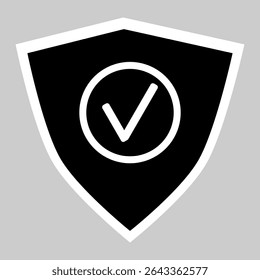 Bold shield icon for cybersecurity and protection.