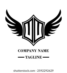  bold shield logo with wings, customizable with letters A to Z. Perfect for brands seeking a powerful symbol of strength, freedom, and ambition