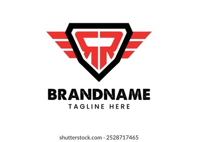 Bold shield and wings logo with red accents for security and defense companies