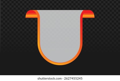 Bold shield-shaped label with orange-red gradient border and transparent checkerboard fill, ideal for premium branding, awards, or vintage-inspired designs. Perfect for craft beer labels, sports 