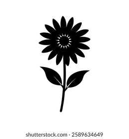 A bold silhouette of an African Daisy, showcasing its elegant shape and natural beauty on a white background.