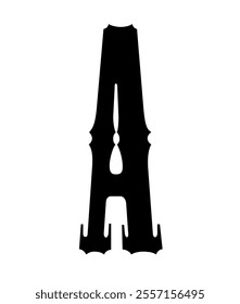 A bold silhouette in black and white representing the letter A.