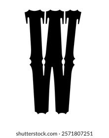 A bold silhouette in black and white representing the letter W ki.