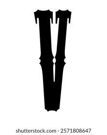A bold silhouette in black and white representing the letter V.