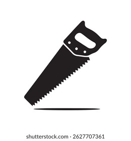 Bold Silhouette of a Hand Saw – Minimalist Cutting Tool Design for Woodworking and Craft Projects