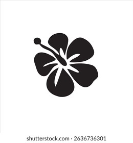 Bold silhouette of a hibiscus flower with strong petal contrast. Ideal for logo design, stamps, or fabric prints.