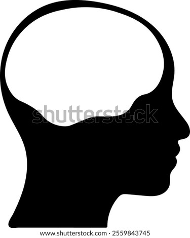 Bold Silhouette of Human Head with Brain Space