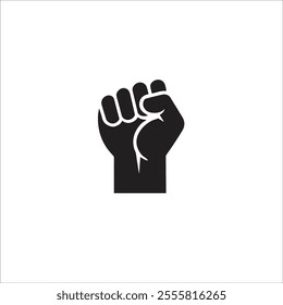 A bold silhouette of a raised fist, representing unity, power, and the fight for equality. Perfect for themes of activism, empowerment, and social justice movements.