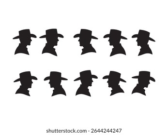 Bold silhouetted cowboy profiles embody strength and the spirit of the Wild West.