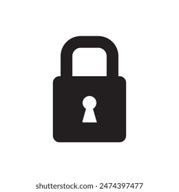 A bold and simple black padlock icon on a white background, symbolizing security and privacy in a digital world.