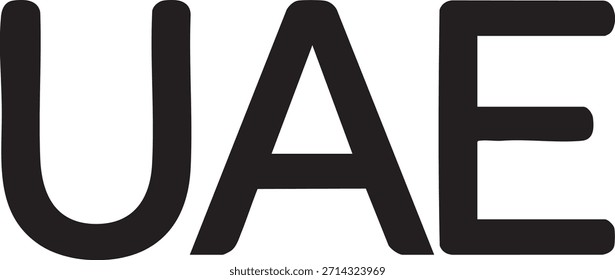 A bold and simple black and white of the letters UAE with a clean and modern representing the national identity of the United Arab Emirates.