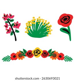 Bold Simple Flower Doodle Flat Flora Colorful
