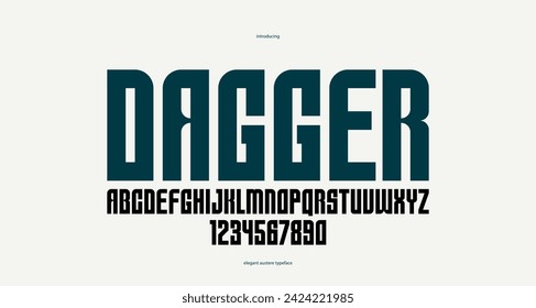 Bold simple sans serif display font for logos headers or slogans, vector thick and heavy geometric typeface, uppercase letters alphabet with numbers, poster and advertising.