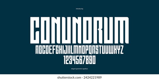 Bold simple sans serif display font for logos headers or slogans, vector thick and heavy geometric typeface, uppercase letters alphabet with numbers, poster and advertising.