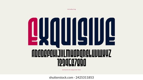 Fuente de visualización simple sin serif en negrita para encabezados o eslóganes de logotipos, elegante vector grueso y hermoso tipo de letra geométrica, alfabeto de letras mayúsculas con números, póster y publicidad.