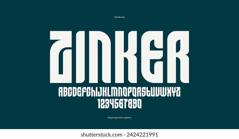 Bold simple sans serif elegant display font for logos headers or slogans, vector thick and beautiful geometric typeface, uppercase letters alphabet with numbers, poster and advertising.