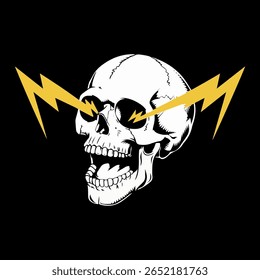 Bold skull illustration fused with lightning motifs—great for edgy designs, apparel, or extreme sports themes.