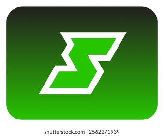 The bold slanted "S" letter logo sharp corners is made from a basic triangle shape. A modern and futuristic logo that shows speed, courage and masculinity. Perfect for display fonts, titles, logotype.