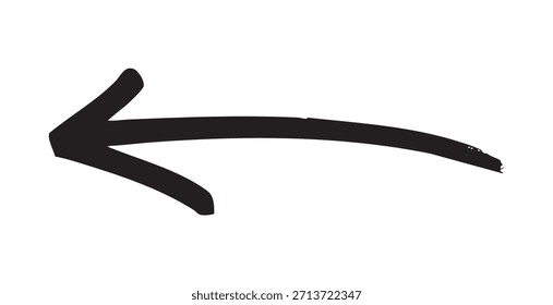 Flecha de Vector de trazo de pincel ligeramente curvada y en negrita que apunta a la izquierda. Excelente para navegación por Web, Botones traseros y anotaciones gráficas informales.
