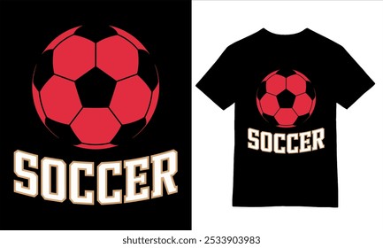 Bold Soccer Statement Red Ball  Tee design