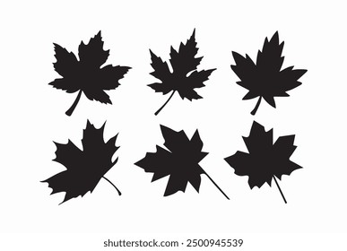 Bold, solid black maple leaf silhouette with crisp edges and clean design