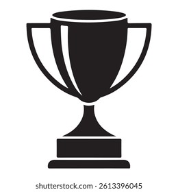 A bold, solid black silhouette of a trophy.