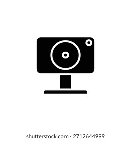 Video Icono de cámara web audaz y de estilo sólido que representa llamadas, reuniones en línea, transmisión, comunicación virtual y grabación digital. Ideal para App, Sitios web, presentaciones y diseños relacionados con la tecnología.