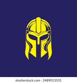 Bold Spartan Warrior Helmet for Emblem of Valor and History on Blue