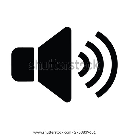 Bold speaker icon with sound waves on white background