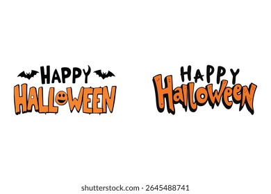 Bold and spooky "Happy Halloween" text vector perfect for t-shirt design. Ideal for Halloween-themed apparel, print-on-demand, and festive merchandise. High-quality, scalable graphic.
