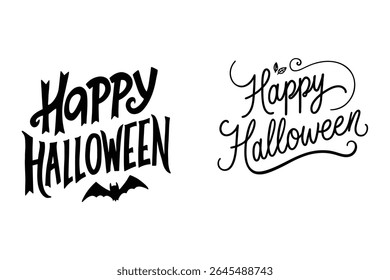 Vetor de texto "Feliz Halloween" ousado e assustador perfeito para o design de camiseta. Ideal para vestuário com tema de Halloween, impressão sob demanda e mercadoria festiva. Gráfico escalável de alta qualidade.