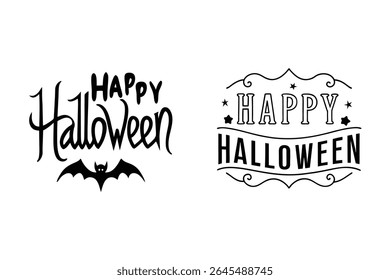 Vetor de texto "Feliz Halloween" ousado e assustador perfeito para o design de camiseta. Ideal para vestuário com tema de Halloween, impressão sob demanda e mercadoria festiva. Gráfico escalável de alta qualidade.