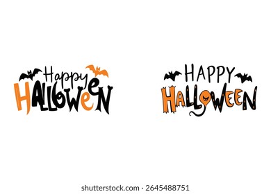 Vetor de texto "Feliz Halloween" ousado e assustador perfeito para o design de camiseta. Ideal para vestuário com tema de Halloween, impressão sob demanda e mercadoria festiva. Gráfico escalável de alta qualidade.
