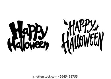 Vetor de texto "Feliz Halloween" ousado e assustador perfeito para o design de camiseta. Ideal para vestuário com tema de Halloween, impressão sob demanda e mercadoria festiva. Gráfico escalável de alta qualidade.