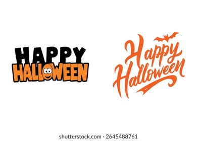 Vetor de texto "Feliz Halloween" ousado e assustador perfeito para o design de camiseta. Ideal para vestuário com tema de Halloween, impressão sob demanda e mercadoria festiva. Gráfico escalável de alta qualidade.