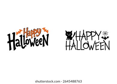 Vetor de texto "Feliz Halloween" ousado e assustador perfeito para o design de camiseta. Ideal para vestuário com tema de Halloween, impressão sob demanda e mercadoria festiva. Gráfico escalável de alta qualidade.